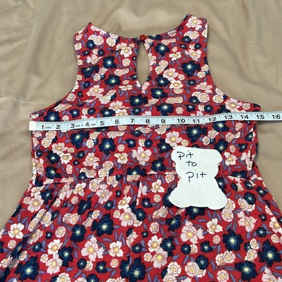Spoiled szM red/blue flowered romper w/small opening in front & keyhole back GUC - Picture 8 of 11